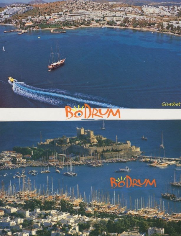 Bodrum Harbour Turkey 2x Aerial Boats Postcard s