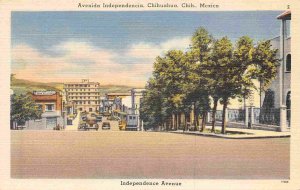 Independence Avenue Chihuahua Mexico linen postcard