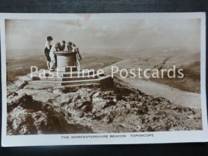 The Worcestershire Beacon TOPOSCOPE showing children at summit - Old RP Postcard