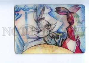 487127 USSR 1985 Shakitskaya cartoon hare and fly lenticular 3D Pocket CALENDAR