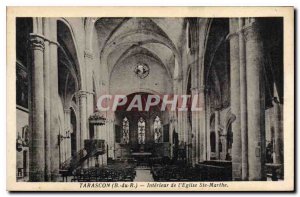 Old Postcard Tarascon B R Interior of the Church Ste Marthe