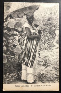 Mint St Vicent Cabo Verde Portugal Real picture Postcard Native Woman & Child