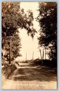 RPPC Real Photo Postcard - White Rocks - Railroad - Springfield, Vermont   c1926