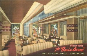 Postcard 1930s Illinois Chicago Bow & Arrow Seneca Hotel occupation 23-11787