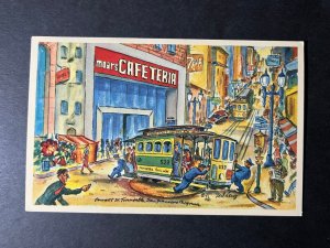 Mint USA Postcard Stationery Moars Cafeteria Cable Car Turntable San Francisco