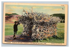 Vintage 1938 Postcard House of Antlers Mammoth Yellowstone National Park Wyoming