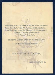 VICTORIAN TRADE CARD McKeon & Todd Men's & Boys' Clothing