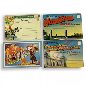 Hamilton, Sarnia Ontario, Canadion Exhibition 4 Vtg Souvenir Postcard Folders