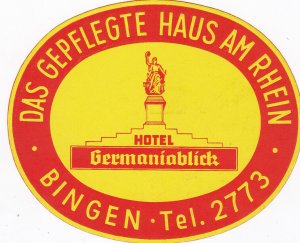 Germany Bingen Hotel Germaniablick Vintage Luggage Label sk2551