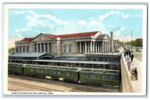 c1920 Burlington Station Exterior Building Train Omaha Nebraska Vintage Postcard