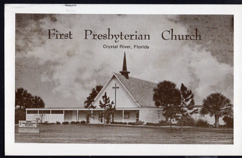 Florida CRYSTAL RIVER First Presbyterian Church - pm1986 Real Photo Postcard