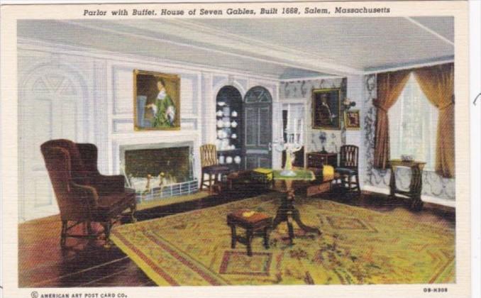 Massachusetts Salem Parlor With Buffet House Of The Seven Gables Built 1668 C...