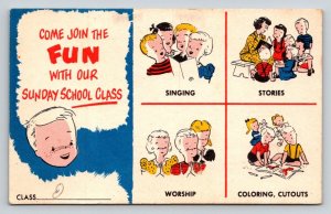 Sunday School Class     Postcard