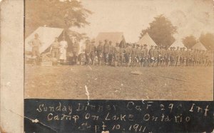 RPPC CAMP CO. F LAKE ONTARIO NEW YORK  MILITARY REAL PHOTO POSTCARD (1911)