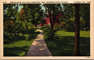 Vtg 1930s East Tennessee State College Campus Scene Girls Dormitory TN Postcard