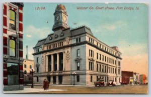 Fort Dodge Iowa~Webster County Courthouse Bldg~Automobiles~Beaux-Arts~c1910 PC