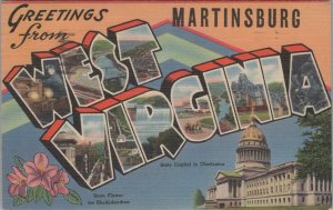 Postcard Large Letter Greetings From Martinsburg West Virginia 1944