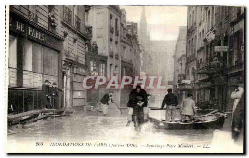 Old Postcard From Paris Rescue Floods Place Maubert