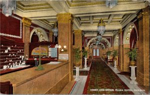 Lobby and Office, Plaza Hotel Chicago IL Vintage Postcard C46