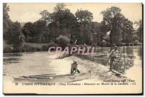 Old Postcard Clecy Deversoir The Moulin de la Landelle Canoe