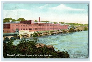 1907 Glen Falls New York NY, Finch Pruyne & Co's. New Paper Mill Postcard 