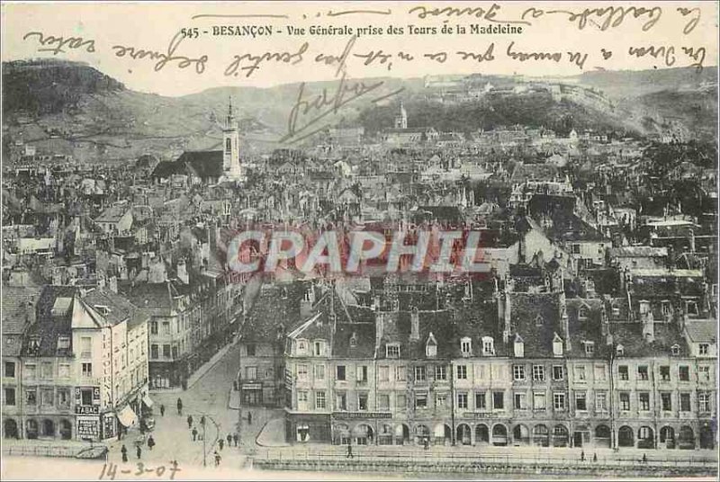 Old Postcard Besancon Vue Generale taken the Magdalen Tours