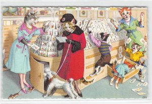 Cat Shopping Greeting Cards Mainzer Belgium 4933 Vintage Fantasy Anthropomorphic