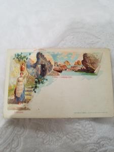 Antique Postcard from Italy, Capri - I Faraglioni.  Arco Naturale. Costume