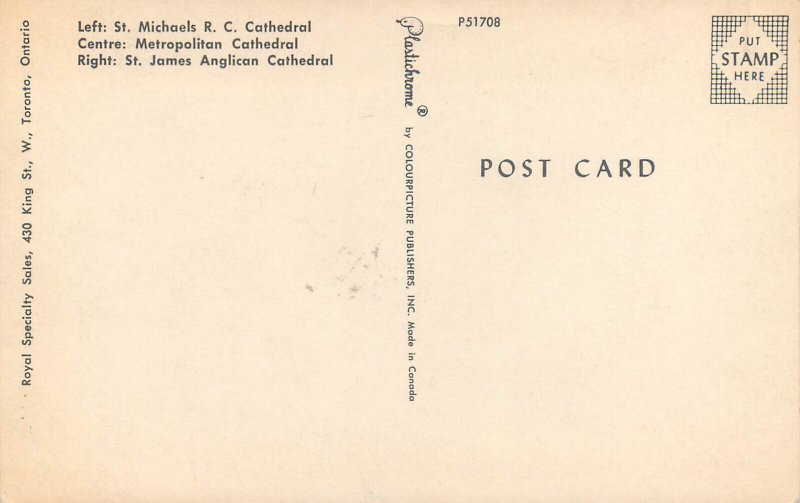 Canada Ontario Toronto cathedrals multi views postcard