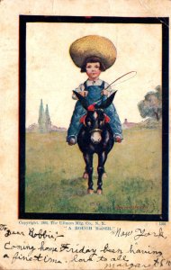 Humour Boy Riding Donkey A Rough Rider 1906