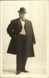 Heavy Obese Man Fine Suit Bowler Hat c1910 Real Photo Postcard