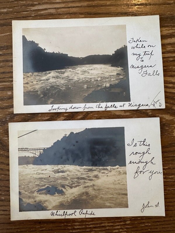 Original Vintage Postcard Early 1900's RPPC Real Photo Niagara Falls River Lot