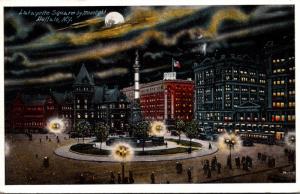 New York Buffalo Lafayette Square By Moonlight 1917