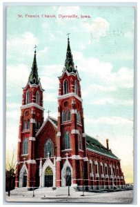 Dyersville Iowa Postcard St Francis Church Building Exterior 1910 Antique Posted