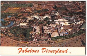 Anaheim, California DISNEYLAND Amusement Park Aerial View 1950s Vintage Postcard