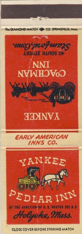 Holyoke, Massachusetts/MA Match Cover, Yankee Pedlar Inn, Coachman, Stamford, CT