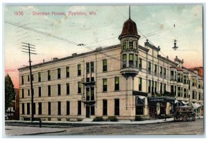 1910 Sherman House Exterior Building Appleton Wisconsin Vintage Antique Postcard