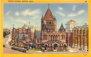 Boston Massachusetts 1940s Postcard Trinity Church 