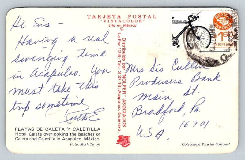 Hotel Caleta   Acapulco  Mexico   Postcard