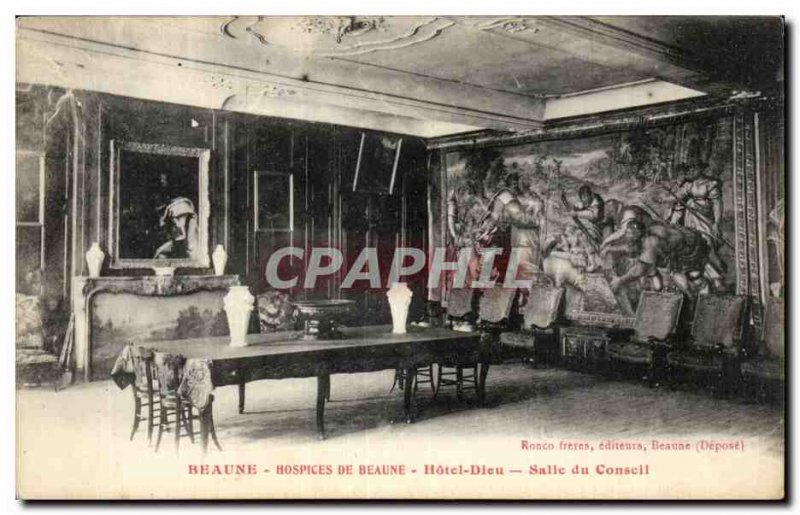 Old Postcard Hospices de Beaune Hotel Dieu Boardroom