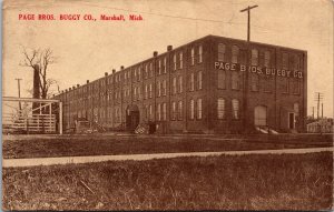 Postcard Page Brothers Buggy Company in Marshall, Michigan