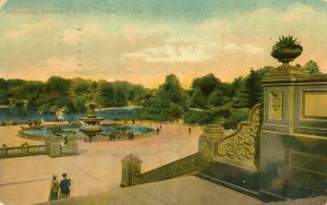 1911 TERRACE - CENTRAL PARK NEW YORK*ANTIQUE POSTCARD*FOUNTAIN*TO WASHINGTON DC