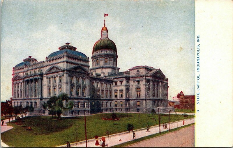 State Capitol Indianapolis Indiana IN Birds Eye View Vintage Postcard Unposted 