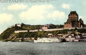 1920s QUEBEC CANADA CHATEAU FRONTANAC AND CITADEL FROM FERRY POSTCARD P27