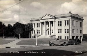 Leesburg FL City Hall Old Truck c1940s Real Photo Postcard