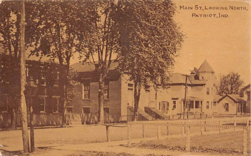 Patriot Indiana Main St., Looking North Sepia Tone Lithograph Vintage PC U3737