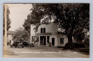 RPPC POST OFFICE & METCALF'S STORE WESTMINSTER VERMONT REAL PHOTO POSTCARD 1920s