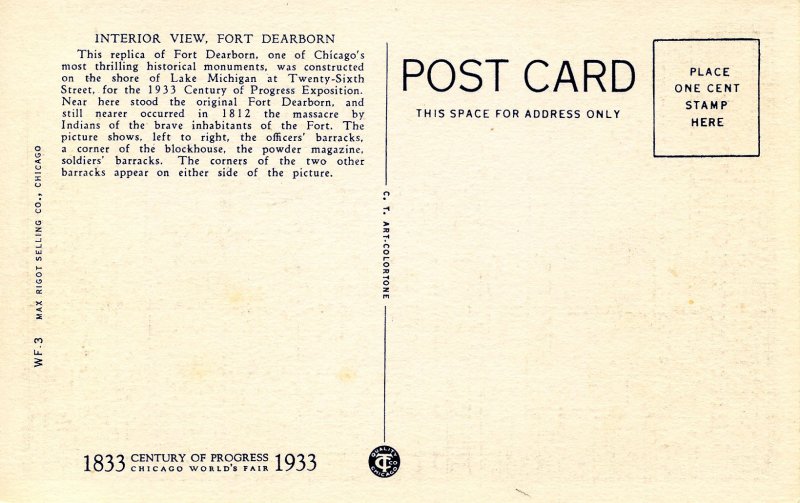 IL - Chicago. 1933 World's Fair. Fort Dearborn Replica
