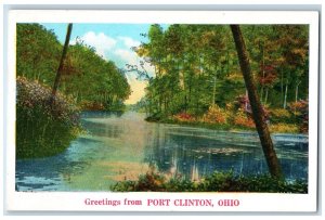 c1920's River Scene Greetings from Port Clinton Ohio OH Unposted Postcard