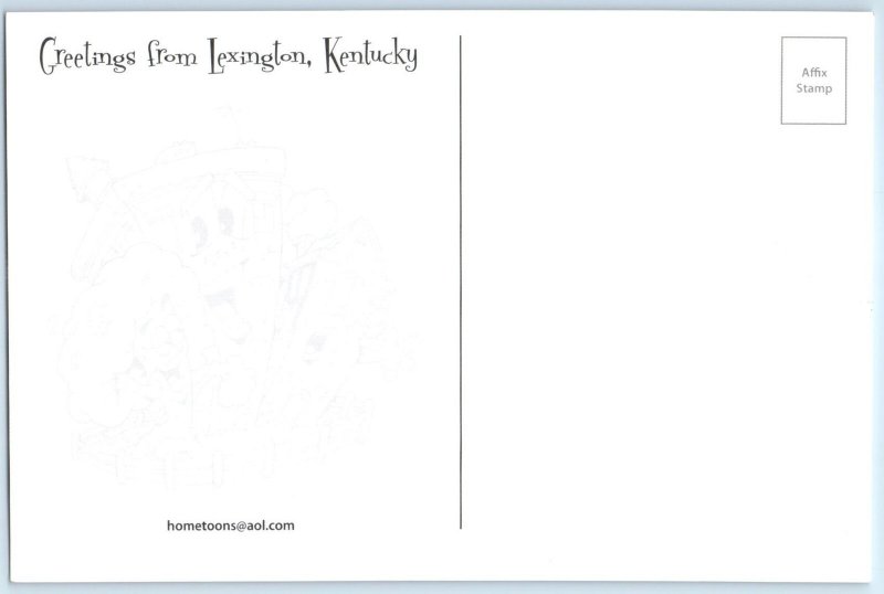 LEXINGTON, Kentucky KY ~ ILLUSTRATED MAP Cartograph Kip 5½x8½ Postcard 2010